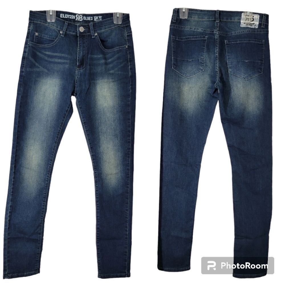 Recycled blue denim jeans